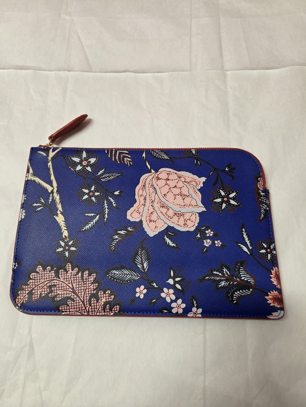 Diane Von Furstenburg Leather Pouch, Blue/Multi, NWT